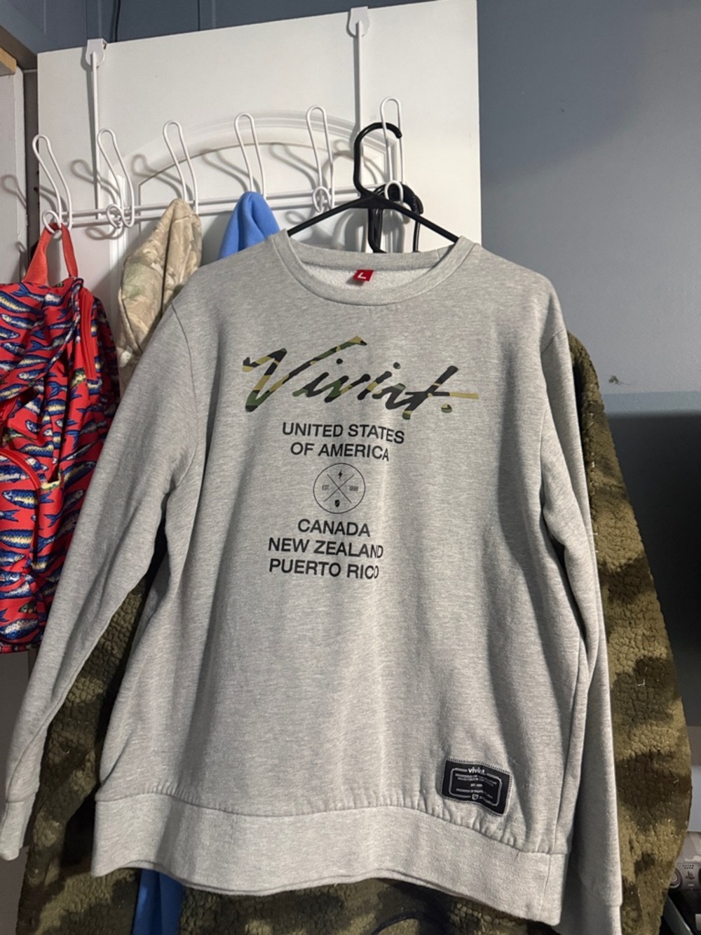 Vivint Light Gray Crewneck Sweatshirt with Camo Logo
